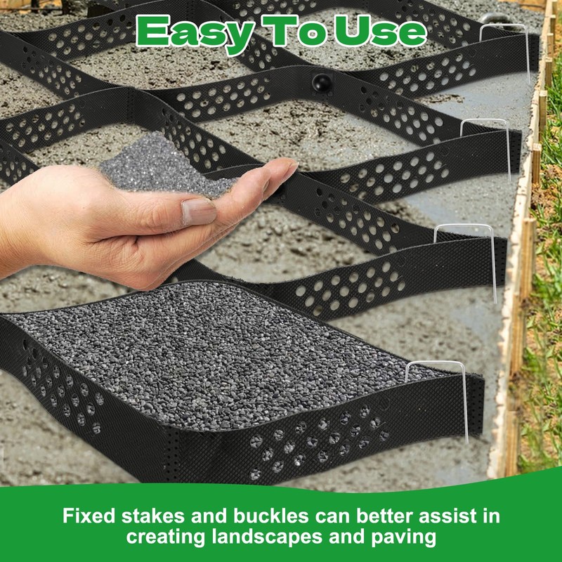 Gravel Ground Grid, 2" Thick Plastic Geo Grid Driveway Stabilizer