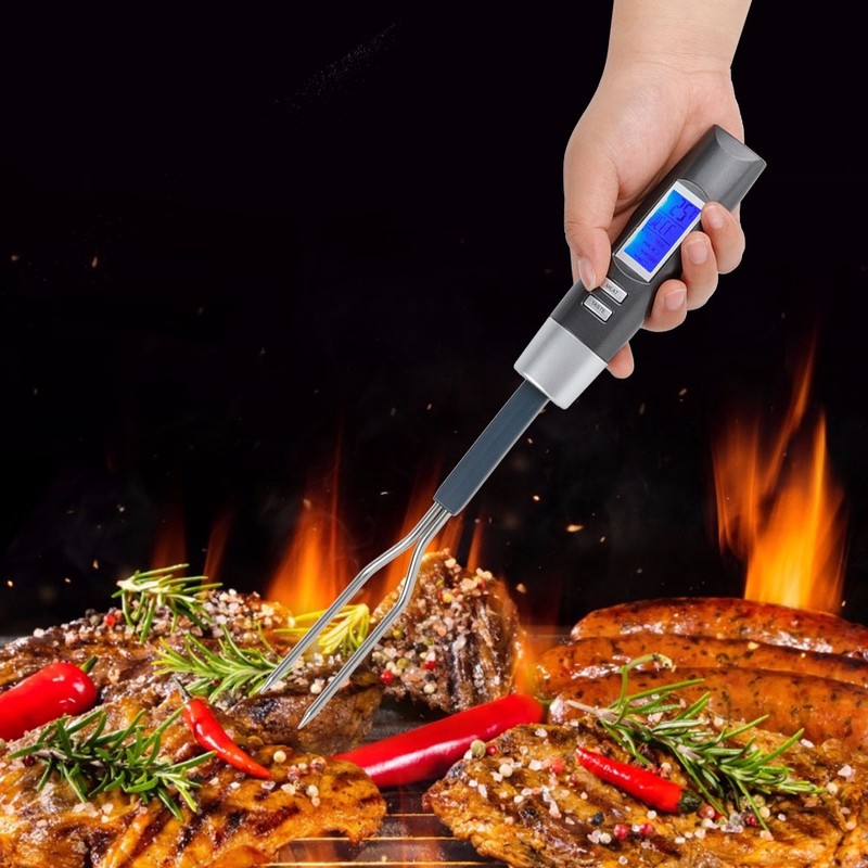 Digital BBQ Meat Thermometer Fork Grill Fork with LCD Disply