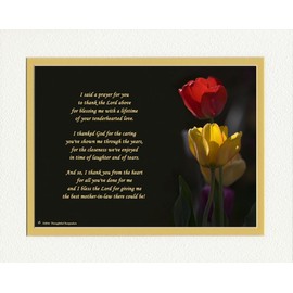 Gift for Mother in Law with "Thank You Prayer for Best Mother-in-law" Poem. Tulips Photo, 8x10 Double Matted. Special Mother-in-law Gifts for Birthday, Christmas, Wedding, Mother's Day Gift