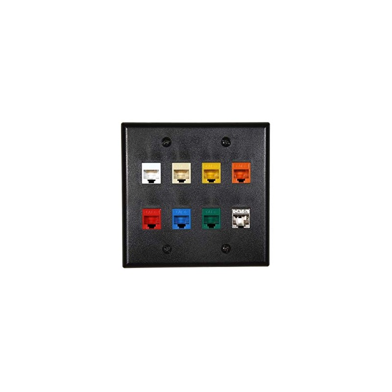 Networx Keystone Wall Plates (8 PORT, BLACK)