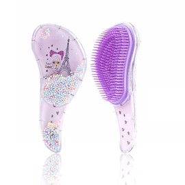Detangling Brush for Adults & Kids Hair- Detangler Brush for Natural,Curly,Straight,Hair, Little Girl Accessories, Teenager Gifts with cute design (Purple)