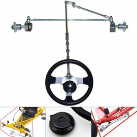 LyeXD Go Kart Front Steering Wheel Kit, 640mm Front Steering Tie Rod Ball Rack Joint Strut Knuckle Spindle Kit, Front Steering Gear Rack Joint Tie Rod & Wheel Assembly For 168CC ATV Go Kart Quad