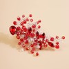 Xerling Tocado de novia de cristal rojo con diamantes de