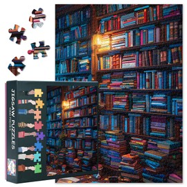 1000 Piece Jigsaw Puzzles for Adults - Library Theme Challenging Puzzle, 27.5x19.7 Inch Colorful Books Family Educational Games & Home Decor Gift (Bookshelf Series)