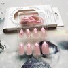 24Pcs Pink French Tip Press on Nails Short Almond Fake