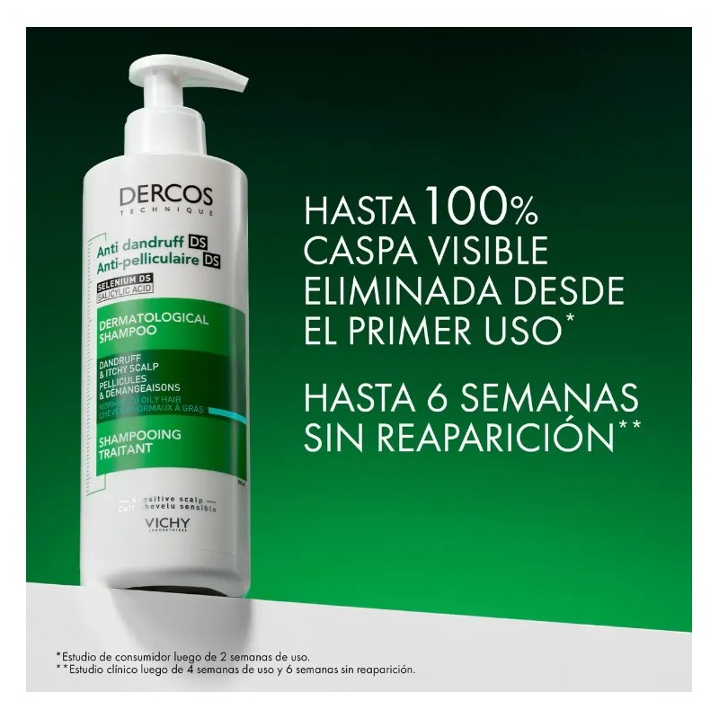 Shampoo Vichy Dercos Anticaspa 390ml X2 Pelo Graso