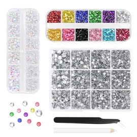 Morcheiong 17000Pcs Resin Rhinestones Transparent Flatback Crystals Diamond Includes Tweezers and Pickup Pen Suitable for Crafting DIY Nail Art Makeup Wedding Dress Clothing Mug
