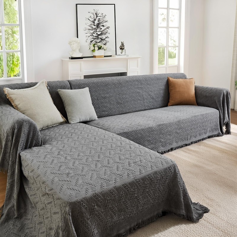 HOMERILLA Sectional Couch Covers 2 Pieces L Shaped Sofa Cover