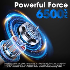 JAMAKY Professional Hair Clippers for Men, Black Barber Shop Clipper, Ceramic & Carbon Steel Blades Rechargeable Hair Trimmer for Home Use