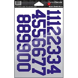 Number Stickers for Helmets (Football, Baseball, Softball, Hockey, Lacrosse, Etc.) 4 Sheets (Purple)
