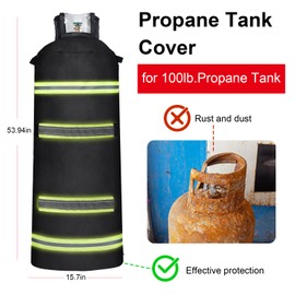 100 lb Propane Tank Cover,Propane tank Insulated cover with reflective strip，100 pound propane water tank cover for 1200D double-layer