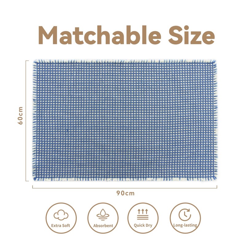 SIXHOME 60 x 90 cm Blue/White Bath Mat, Super Absorbent