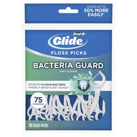 Oral-B Glide Bacteria Guard Dental Floss Picks, Mint, 75 Picks (Pack of 4)