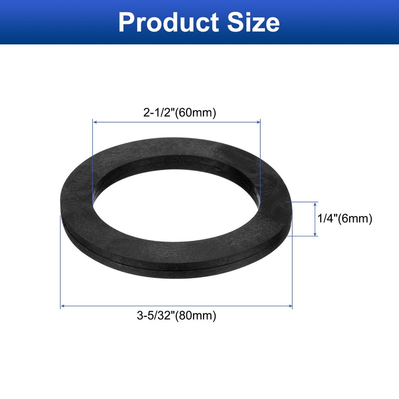 sourcing map 12 Pcs Solid Nitrile Rubber Flat Washer DN65