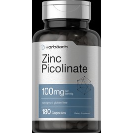 Horbäach Zinc Picolinate 100mg | 180 Capsules | High Potency, Non-GMO | by Horbaach