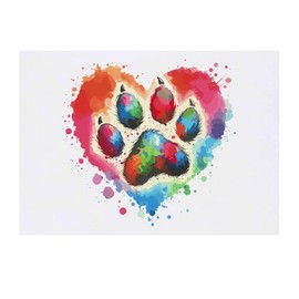 'Paw Print Love Heart' Temporary Tattoo - Water Resistant, Skin-Safe, Non-Toxic Transfer (TO00077643)