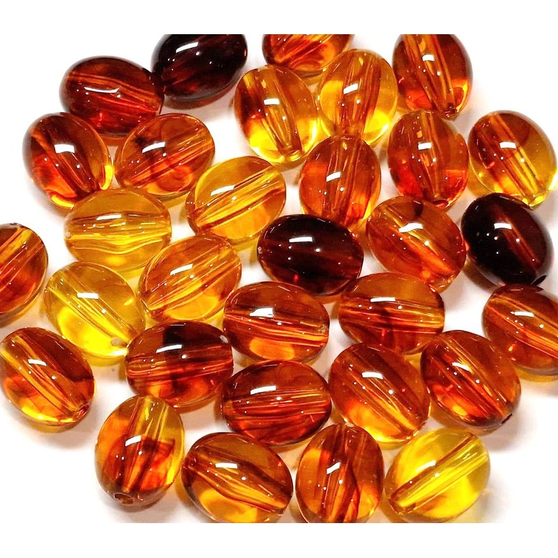 Amber Beads, Artificial Resin, Fire Amber, 13 x 11 mm,