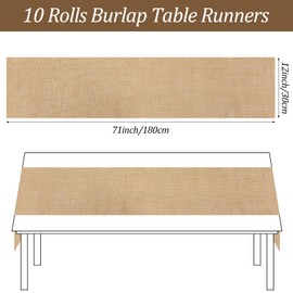 10 Pack Burlap Table Runners 12 x 71 Inch Rustic Linen Table Runner Natural Khaki Wedding Decor for Party Kitchen Dining Christmas Holiday