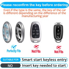 Bqepe for Hyundai Key Fob Cover Keychain Fit for,Ioniq 6 Grandeur GN7 KONA 2023 2024 Smart 5 Buttons Key Shell Case (Lvory White)