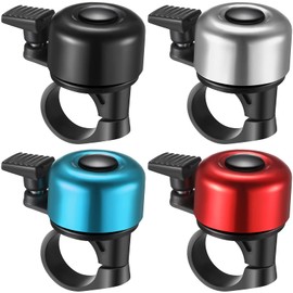4 Pieces Bike Bells, Bicycle Bells for Mountain Bike Handlebars Loud Crisp Clear Aluminum Bike Bell Road Bike Ring Bell with Screwdriver for Adults Kids Boys Girls