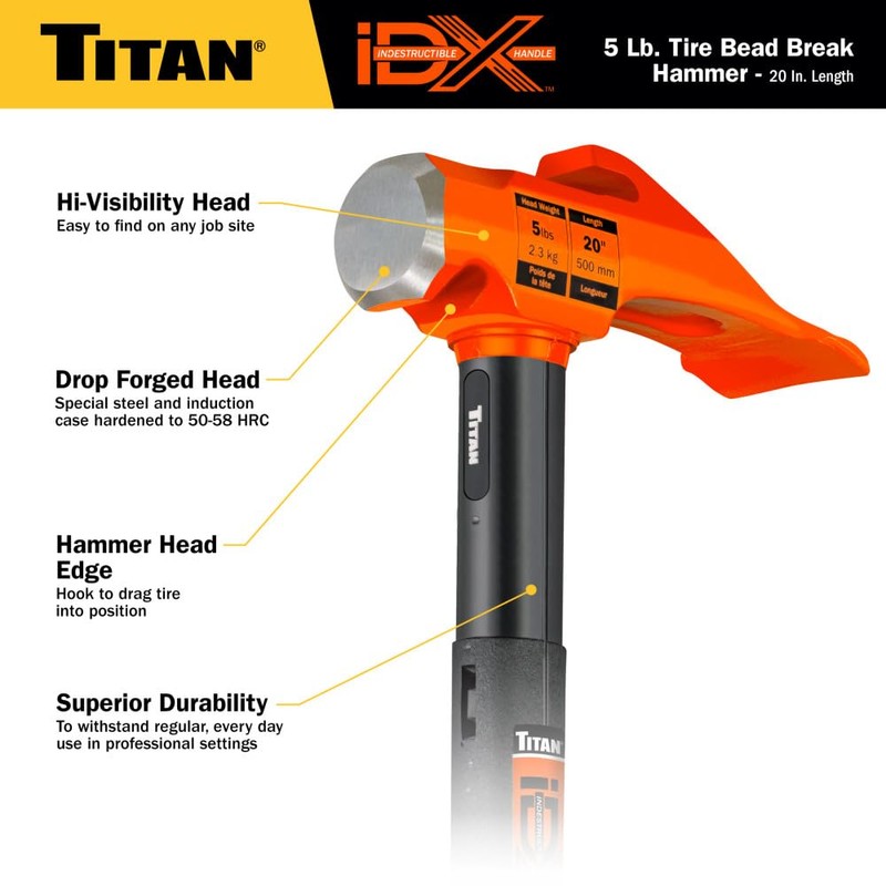 Titan iDX 63625 5lb Tire Bead Breaker Hammer with 20"