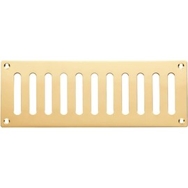 229 x 76mm Plain Slotted Air Vent - Heavy Duty Polished Brass - Door & Wall Ventilation | Indoor Ventilation Wall Plate - Airing Cupboard Boiler Room