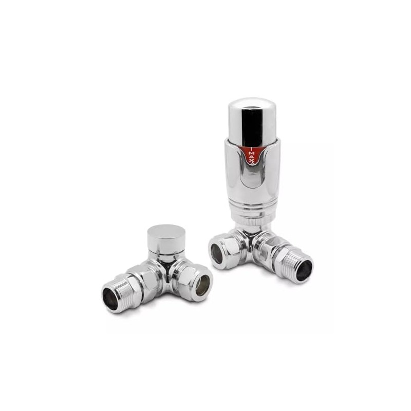 Team Controls Corner Angled Thermostatic Radiator Valves & Lockshield Valve