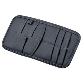 Seiwa WA62 Car Storage Items, Sun Visor Pocket, Genuine Leather Series, Premium, Black