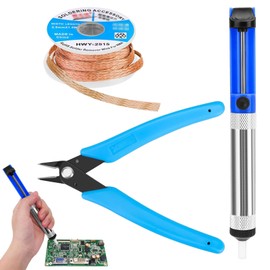 Desoldering Pump, Desoldering Wick, Soldering Accessories, Micro Shear Wire Cutter, Soldering Pump, Soldering Accessories, 3-Piece Soldering Tool Set, Soldering Iron Assistance Accessories, DIY Kit