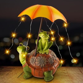 EUBSWA Solar Turtle Garden Ornaments, Turtle Garden Statue, Waterproof Pond Resin Animal Garden Sculpture Decoration for Patio, Lawn, Home, Yard