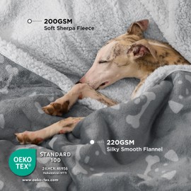 Bedsure Waterproof Dog Blanket - 102x76cm Fleece Dog Blanket for Medium Dogs and Cats, Machine Washable, Reversible Pet Blankets Protects Bed and Sofa with Soft Plush, Grey