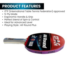 Stag All Round Table Tennis Racquet(Multi- Color, 180 Grams, Advanced)
