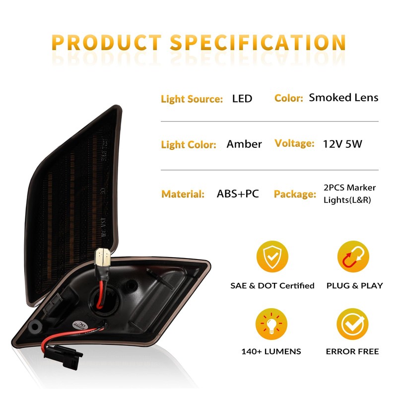DERMOKA LED Side Marker Lights for 2008-2011 Mer'cedes-Benz Pre-LCI W204