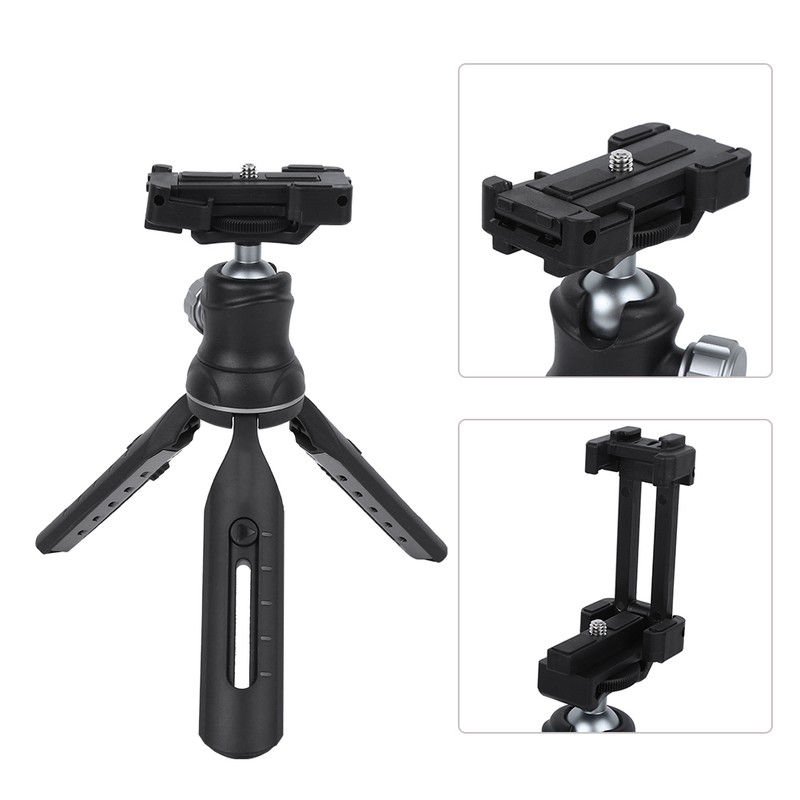 Mini Metal Desktop Tripod Stand Selfie Vlog Handle for Mobile