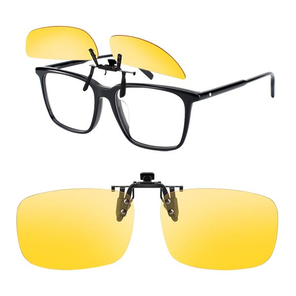 LUPATDY Clip-on Night Driving Glasses, Night Driving Glasses for Glasses