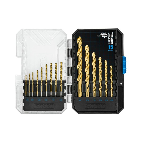 Craly 15-Piece Cobalt Drill Bit Set, M35 HSS Titanium Coated