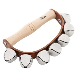 XDrum SB7 Sleigh Bells Chrome-plated Steel Sleigh Bells 7 Bells on Leather Strap Ergonomic Wooden Handle