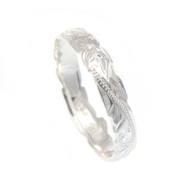 Arthur's Jewelry Sterling silver 925 4mm cut out edge Hawaiian scroll hand engraved ring band size 10