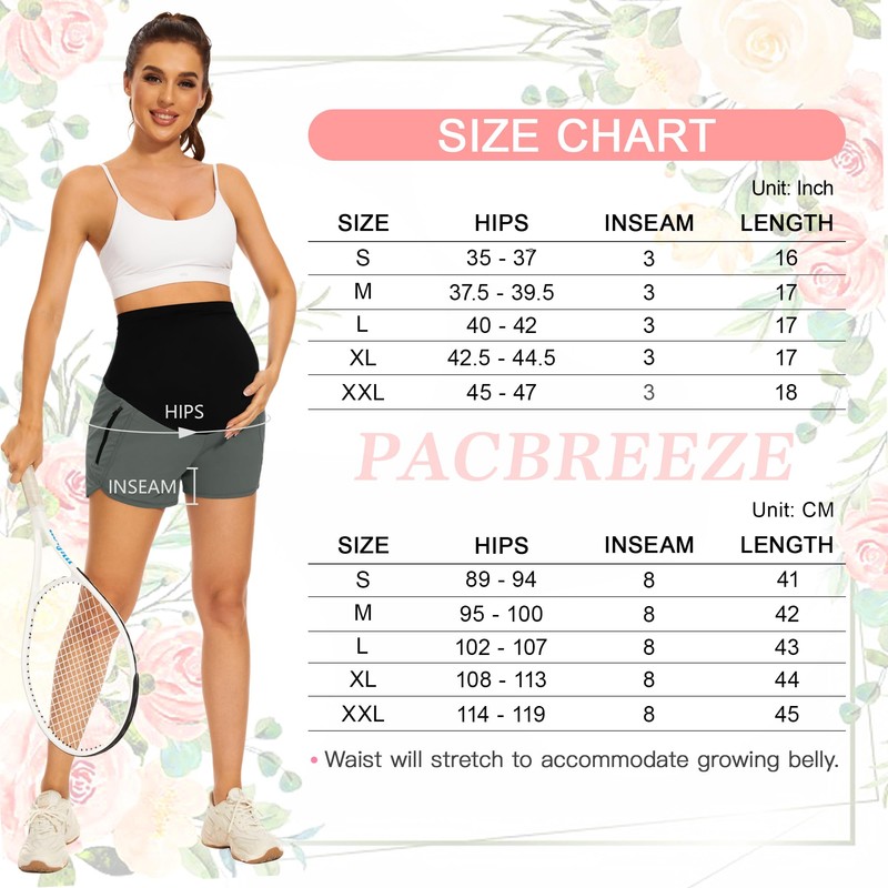 PACBREEZE - Pantalones cortos de maternidad para mujer, con forro