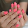 Neon Short Nails Summer Color Fake Nails Deep Pink Ladies