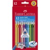 FABER-CASTELL Farbstift Jumbo GRIP, mit Spitzer, Schreibfarbe: 12er sortiert (12