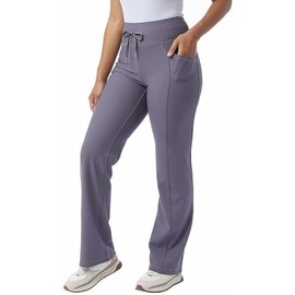 32 Degrees Wide Leg Pants Woman - Ribbed Semi-Flare Pant - Yoga Pants for Women (Gray, S), Small