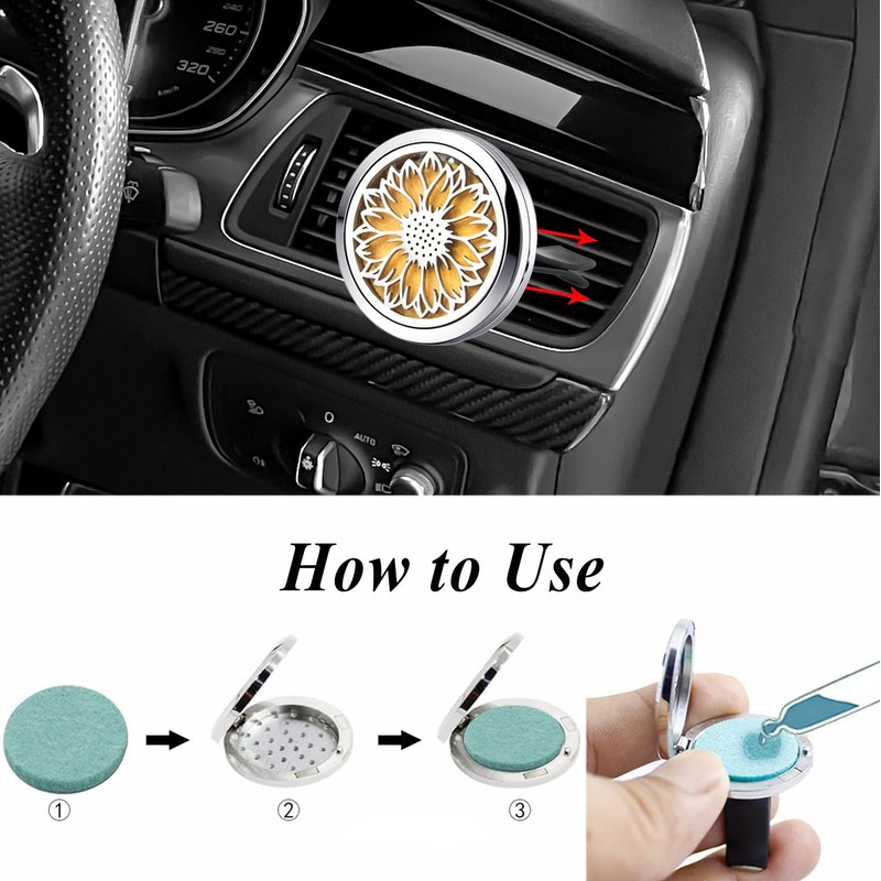 Sunshine Flower Car Essential Oil Diffuser Vent Clip,30mm Stainless Steel