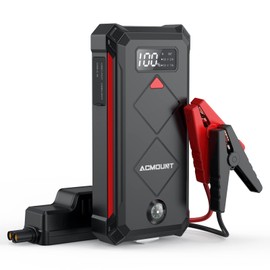 Acmount P100 Car Jump Starter, 5000A Peak Lithium Jump Starter Battery Pack for Up to 10.0L Gas or 8.0L Diesel Engine, Safe 12V Portable Battery Starter Power Pack with LED Screen & LED Light