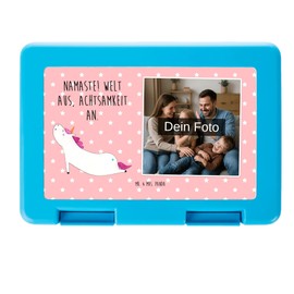 Mr. & Mrs. Panda Personalisierte Foto Brotdose Einhorn Yoga - Rot Pastell