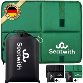 Seatwith® Memory Foam Seat Cushion Outdoor - Heat and Extreme Comfort with Outdoor Seat Cushion Weatherproof (45 x 35 cm) - Thermal Seat Cushion Outdoor Foldable for Camping, Stadium and Hiking