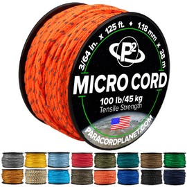 Paracord Planet Micro Paracord – Thin Braided Cord for Crafting, Fishing, and DIY Projects in 125 ft Spools – Reflective Neon Orange