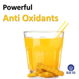 BLUE TEA- Organic Turmeric Moringa Tea - 15 Pyramid Tea Bags || SUPERFOOD || Rich in Curcumin - Herbal Immunity Booster Tea | | Plastic-Free , Non-GMO, Vegan | Premium Tin pack |