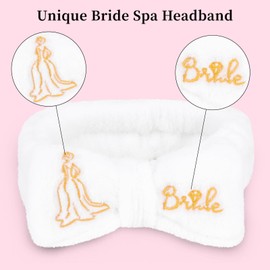 BAHABY Bachelorette Party Favors 8 Pcs Spa Headband for Washing Face Bridesmaid Bride Headband Bridal Shower Bachelorette Party Accessories (1PCS White & 7PCS Pink)