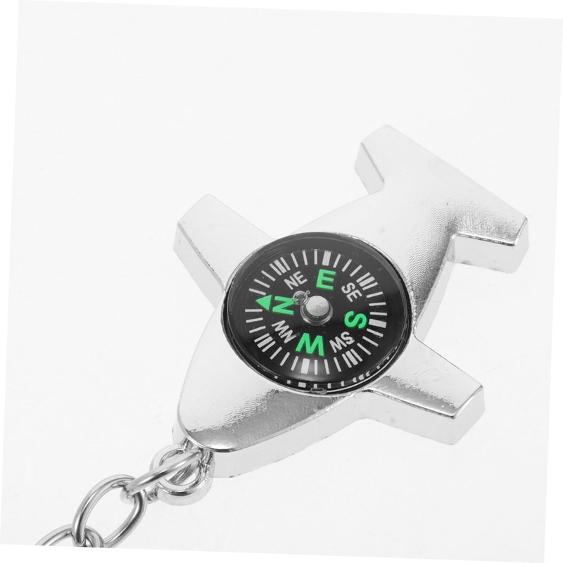 KOMBIUDA 2pcs Compass Keyring for Hiking Camping Zinc Alloy Aircraft